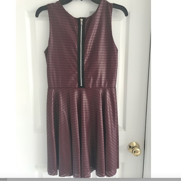 Juniors Maroon Faux Leather Party Dress Size M - Picture 2 of 4